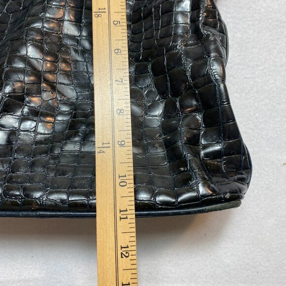 Brighton Shoulder Bag Black Cher Croc Embossed Patent Leather - Picture 11 of 14
